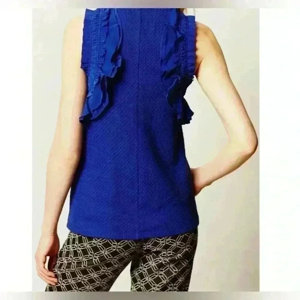 SOLD | Anthropologie Deletta Clemente Sleeveless Blouse | Size S | Royal Blue - Picture 10 of 11
